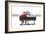 Snow Father Christmas Sitting on Park Bench-null-Framed Photographic Print