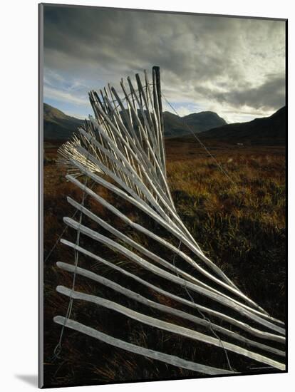 Snow Fences and Moorland, Wester Ross Near Dundonnell, Highlands, Scotland, UK-Neale Clarke-Mounted Photographic Print