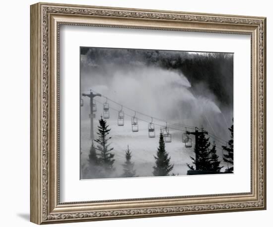 Snow Guns Pump out Man-Made Snow at Bretton Woods Ski Area, New Hampshire, November 20, 2006-Jim Cole-Framed Photographic Print