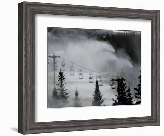 Snow Guns Pump out Man-Made Snow at Bretton Woods Ski Area, New Hampshire, November 20, 2006-Jim Cole-Framed Photographic Print