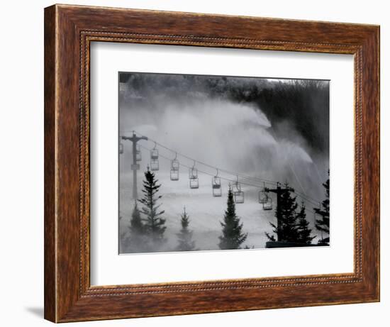 Snow Guns Pump out Man-Made Snow at Bretton Woods Ski Area, New Hampshire, November 20, 2006-Jim Cole-Framed Photographic Print