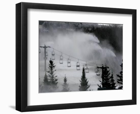 Snow Guns Pump out Man-Made Snow at Bretton Woods Ski Area, New Hampshire, November 20, 2006-Jim Cole-Framed Photographic Print