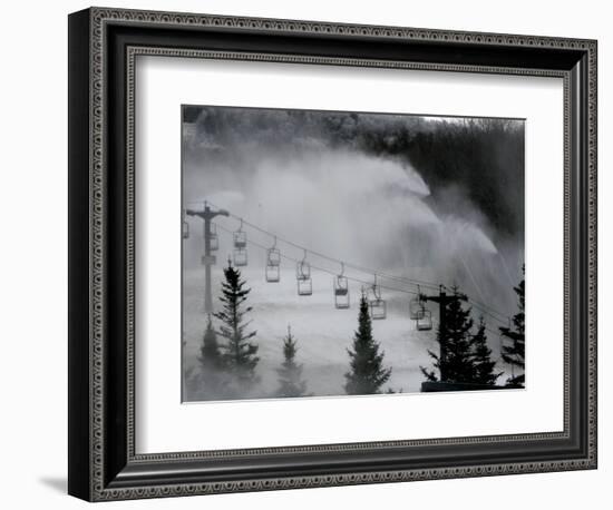 Snow Guns Pump out Man-Made Snow at Bretton Woods Ski Area, New Hampshire, November 20, 2006-Jim Cole-Framed Photographic Print