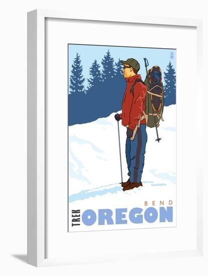Snow Hiker, Bend, Oregon-Lantern Press-Framed Art Print