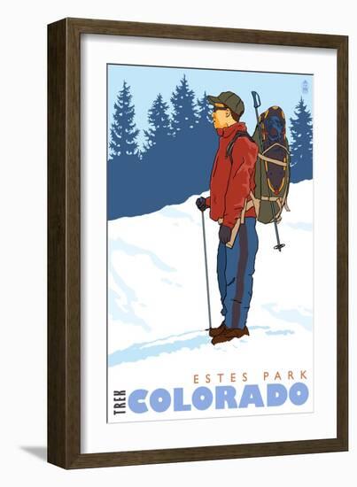 Snow Hiker, Estes Park, Colorado-Lantern Press-Framed Art Print