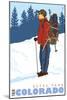 Snow Hiker, Estes Park, Colorado-Lantern Press-Mounted Art Print