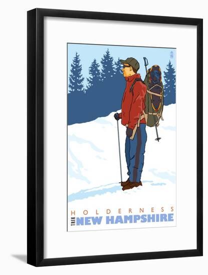 Snow Hiker, Holderness, New Hampshire-Lantern Press-Framed Art Print