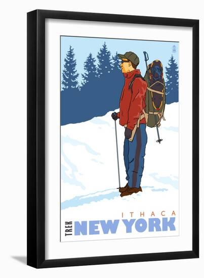 Snow Hiker, Ithaca, New York-Lantern Press-Framed Art Print