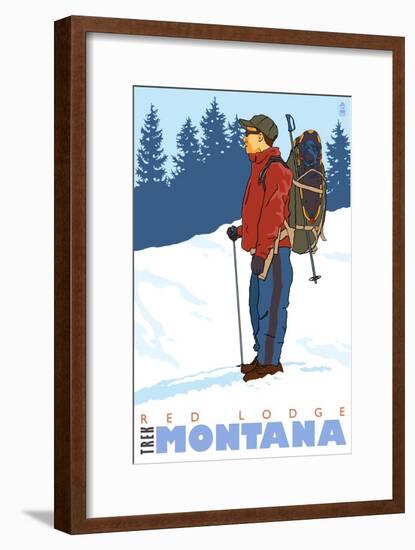 Snow Hiker, Red Lodge, Montana-Lantern Press-Framed Art Print