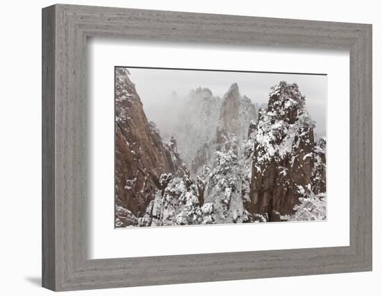 Snow, Huangshan or Yellow Mountains, Anhui Province, China-Peter Adams-Framed Photographic Print