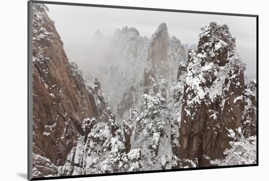 Snow, Huangshan or Yellow Mountains, Anhui Province, China-Peter Adams-Mounted Photographic Print