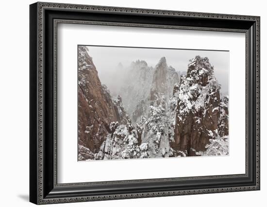 Snow, Huangshan or Yellow Mountains, Anhui Province, China-Peter Adams-Framed Photographic Print