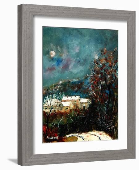 Snow in a little village in Belgium (Ardennes)-Pol Ledent-Framed Art Print