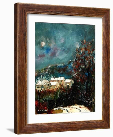 Snow in a little village in Belgium (Ardennes)-Pol Ledent-Framed Art Print