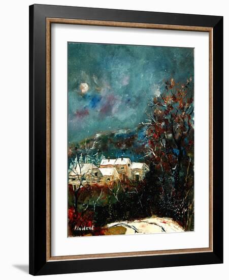 Snow in a little village in Belgium (Ardennes)-Pol Ledent-Framed Art Print