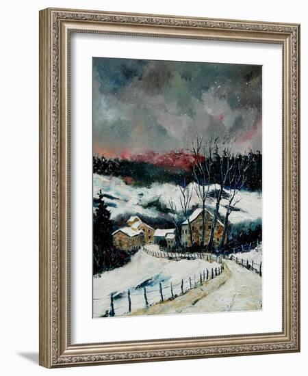 Snow in Sechery Village Ardennes-Pol Ledent-Framed Art Print