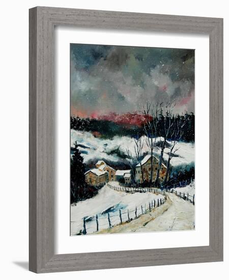 Snow in Sechery Village Ardennes-Pol Ledent-Framed Art Print