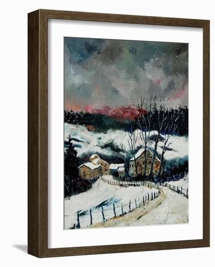 Snow in Sechery Village Ardennes-Pol Ledent-Framed Art Print