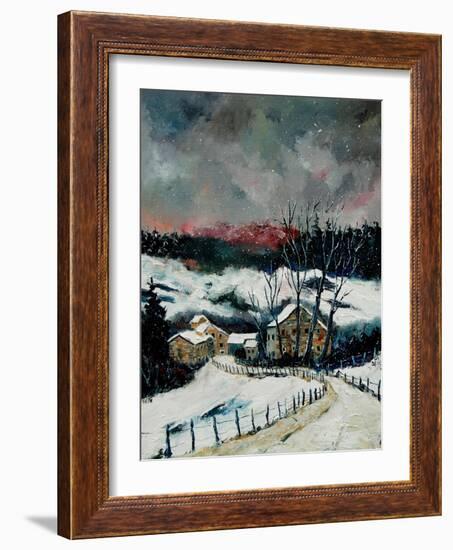 Snow in Sechery Village Ardennes-Pol Ledent-Framed Art Print