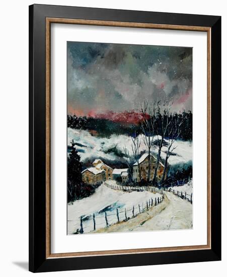 Snow in Sechery Village Ardennes-Pol Ledent-Framed Art Print