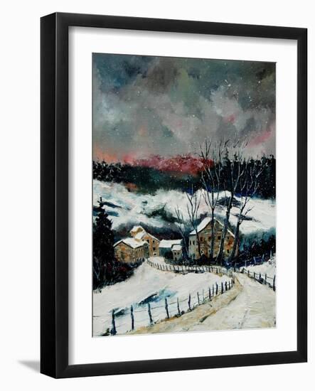 Snow in Sechery Village Ardennes-Pol Ledent-Framed Art Print