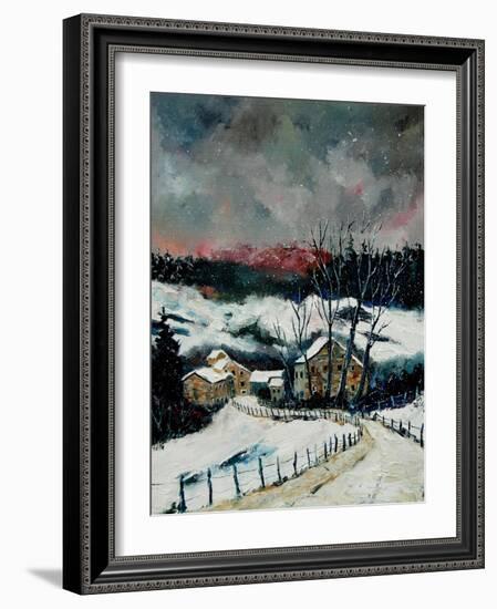 Snow in Sechery Village Ardennes-Pol Ledent-Framed Art Print