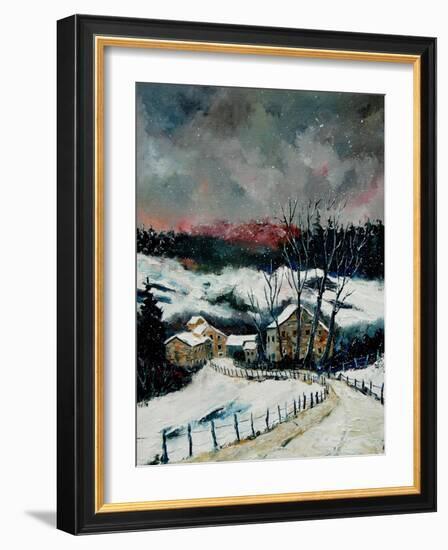 Snow in Sechery Village Ardennes-Pol Ledent-Framed Art Print