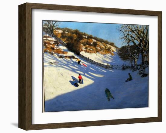 Snow in the Valley, Near Monyash, Derbyshire-Andrew Macara-Framed Giclee Print