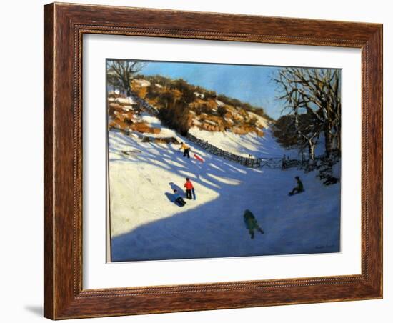 Snow in the Valley, Near Monyash, Derbyshire-Andrew Macara-Framed Giclee Print