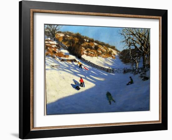 Snow in the Valley, Near Monyash, Derbyshire-Andrew Macara-Framed Giclee Print