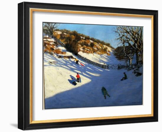 Snow in the Valley, Near Monyash, Derbyshire-Andrew Macara-Framed Giclee Print