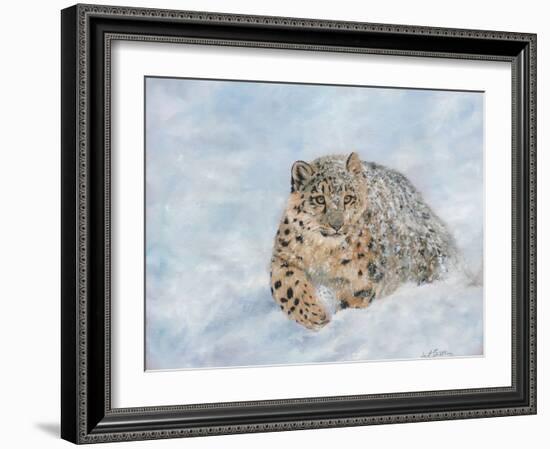 Snow leopard final-David Stribbling-Framed Art Print