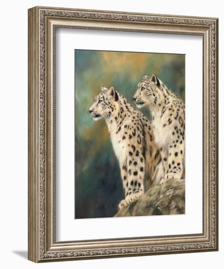 snow leopard's rock-David Stribbling-Framed Art Print