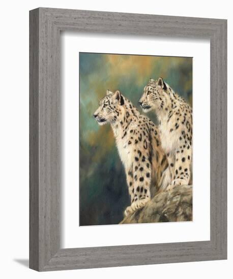 snow leopard's rock-David Stribbling-Framed Art Print