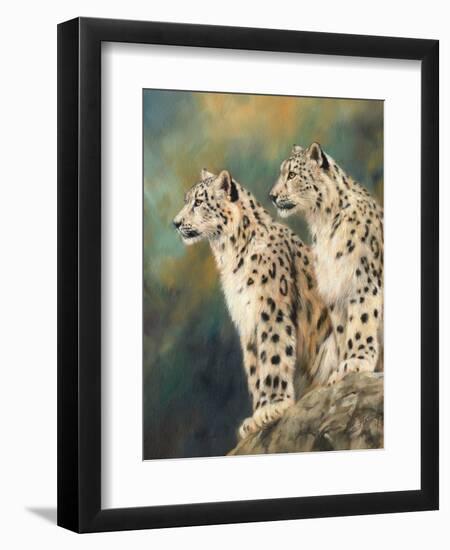 snow leopard's rock-David Stribbling-Framed Art Print