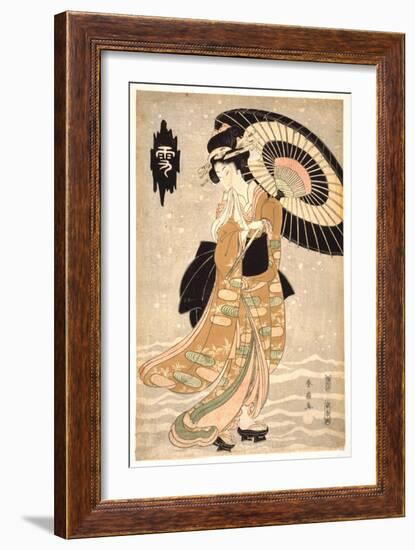 Snow, Moon and Flowers, C1812-Katsukawa Shunsen-Framed Giclee Print