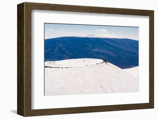 Snow on Mauna Kea, with Mauna Loa in the distance, Big Island, Hawaii-Mark A Johnson-Framed Photographic Print