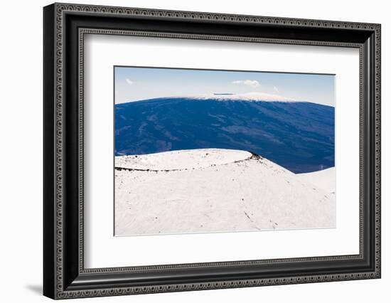 Snow on Mauna Kea, with Mauna Loa in the distance, Big Island, Hawaii-Mark A Johnson-Framed Photographic Print