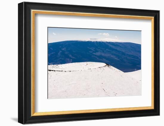 Snow on Mauna Kea, with Mauna Loa in the distance, Big Island, Hawaii-Mark A Johnson-Framed Photographic Print