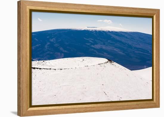 Snow on Mauna Kea, with Mauna Loa in the distance, Big Island, Hawaii-Mark A Johnson-Framed Premier Image Canvas