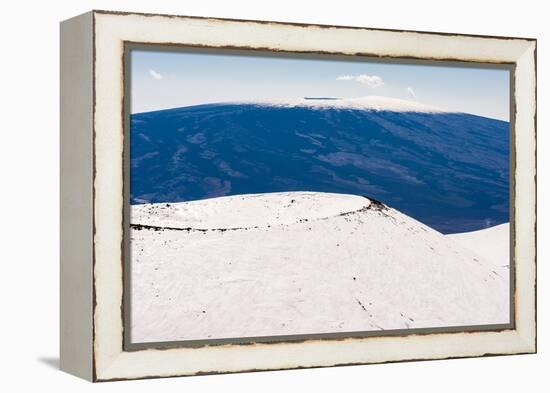 Snow on Mauna Kea, with Mauna Loa in the distance, Big Island, Hawaii-Mark A Johnson-Framed Premier Image Canvas