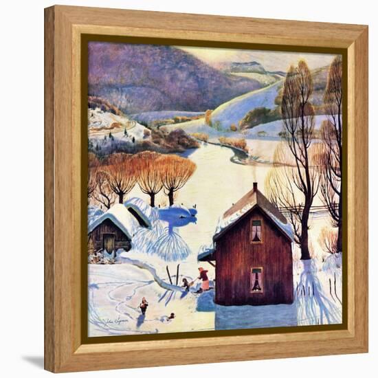 "Snow on the Farm", December 22, 1956-John Clymer-Framed Premier Image Canvas