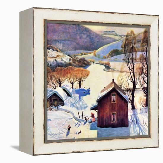 "Snow on the Farm", December 22, 1956-John Clymer-Framed Premier Image Canvas