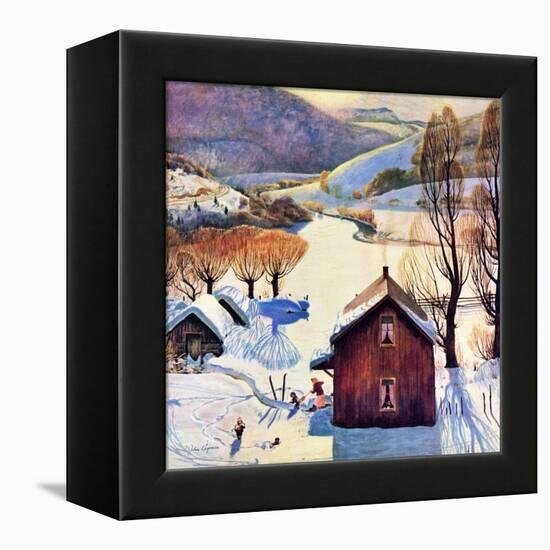 "Snow on the Farm", December 22, 1956-John Clymer-Framed Premier Image Canvas