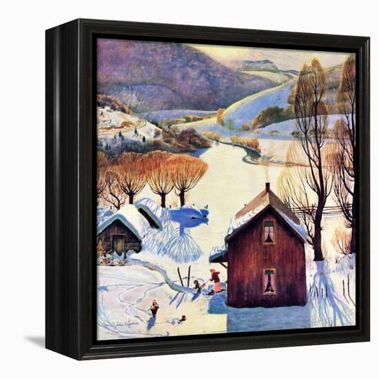 "Snow on the Farm", December 22, 1956-John Clymer-Framed Premier Image Canvas