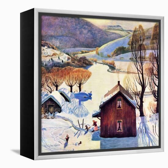 "Snow on the Farm", December 22, 1956-John Clymer-Framed Premier Image Canvas