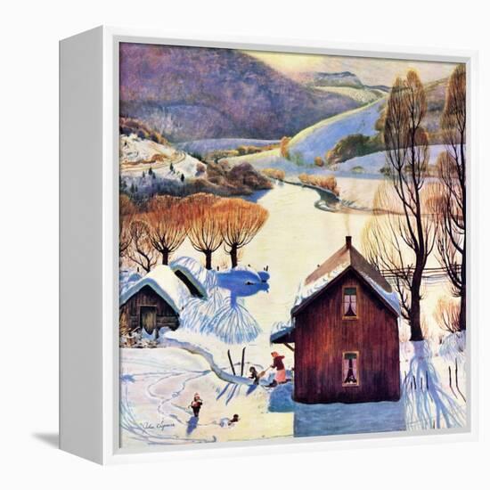 "Snow on the Farm", December 22, 1956-John Clymer-Framed Premier Image Canvas