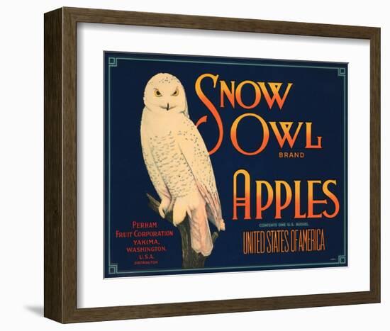 Snow Owl Brand Apples-null-Framed Art Print