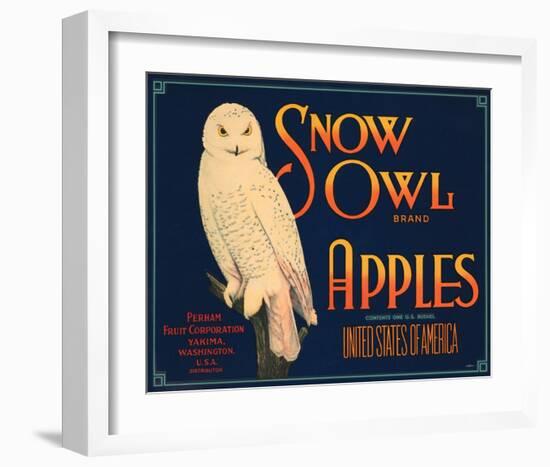 Snow Owl Brand Apples-null-Framed Art Print