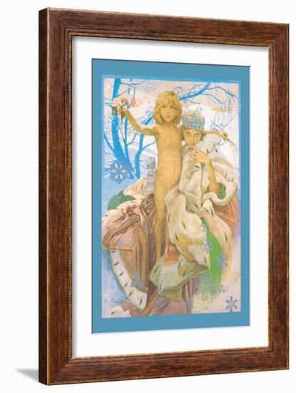 Snow Queen and Child-Alphonse Mucha-Framed Art Print